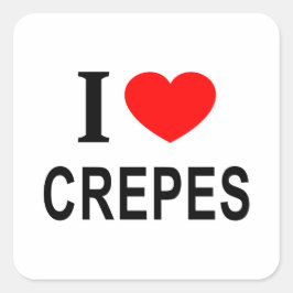 JAG ❤️ CREPES I KÄRLEK CREPES I HEART CREPES FYRKANTIGT KLISTERMÄRKE