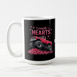 Jag Crush Hearts Funny Monster Lastbil Valentine Kaffemugg