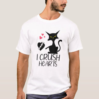 Jag Crush Hearts Funny Svarta katter Valentine Cat T Shirt