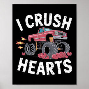 Jag Crush Hearts Monster Lastbil Funny Valentines Poster