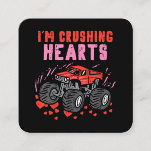 Jag Crush Hearts Monster Lastbil Småbarn Boys Vale Fyrkantigt Visitkort