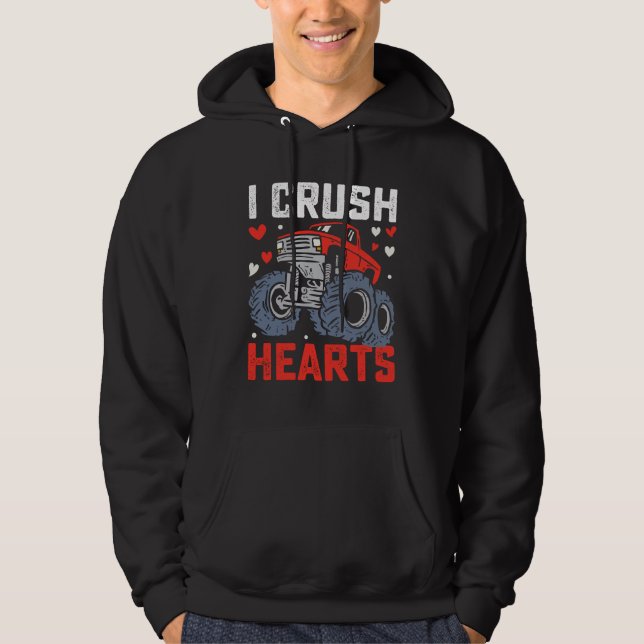 Jag Crush Hearts Monster Lastbil Valentine Day Hoodie (Framsida)