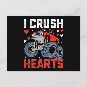 Jag Crush Hearts Monster Lastbil Valentine Day Vykort