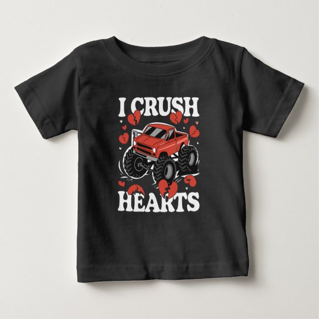 Jag Crush Hearts Valentine Day Monster Lastbil T Shirt (Framsida)