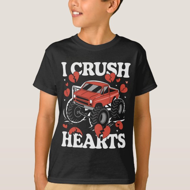 Jag Crush Hearts Valentine Day Monster Lastbil T Shirt (Framsida)