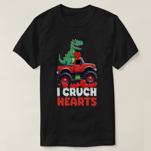 Jag Crush Hearts Valentines day T Rex Riding Lastb T Shirt (Design framsida)