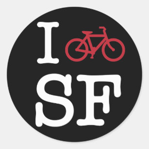 Jag cyklar SF (att cykla för anpassningsbar SF) Runt Klistermärke