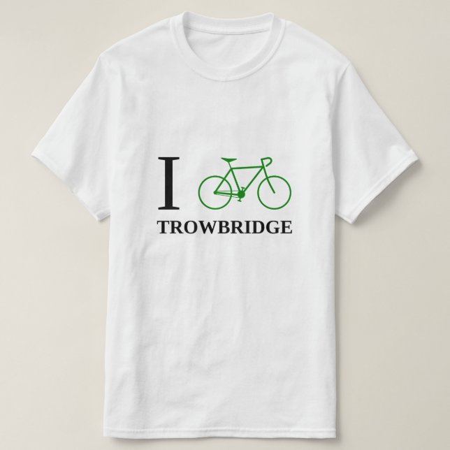 Jag cyklar TROWBRIDGE (den gröna cykelsymbolen) T-shirt (Design framsida)