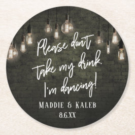 Jag dansar industribricks med Edison Ljus Underlägg Papper Rund