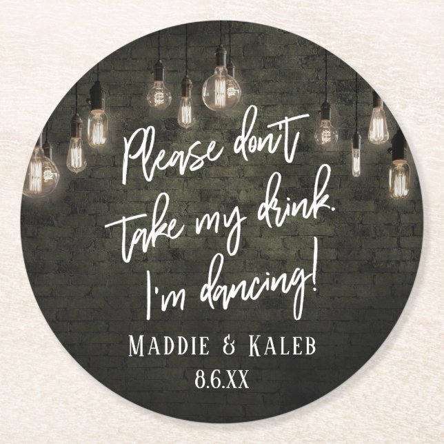 Jag dansar industribricks med Edison Ljus Underlägg Papper Rund (Framsidan)