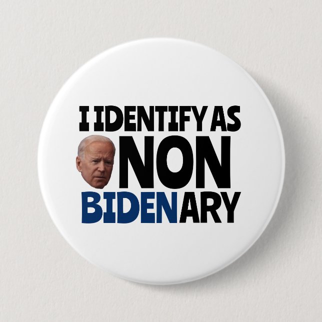 JAG DENTIFIERAR SOM NON BIDENARY FUNNY BIDEN BUTTO KNAPP (Framsida)