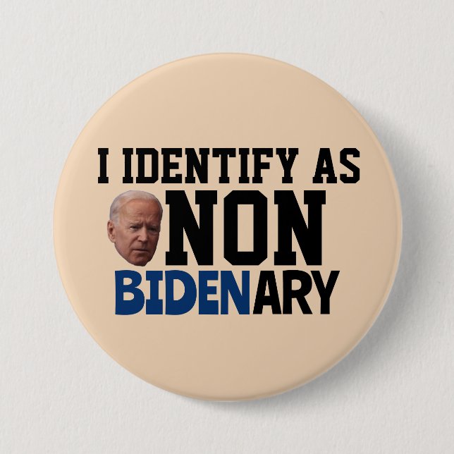 JAG DENTIFIERAR SOM NON BIDENARY FUNNY BIDEN BUTTO KNAPP (Framsida)