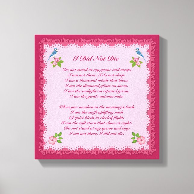 Jag dog inte Sorgtryck Canvas (Framsida)