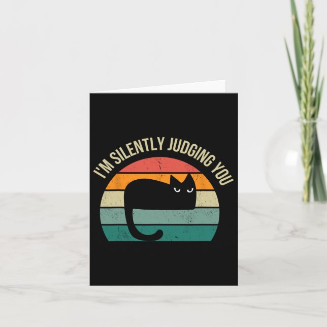 Jag Dömer Dig Tyst - Vintage Retro Roligt Svart Kort (Framsida)