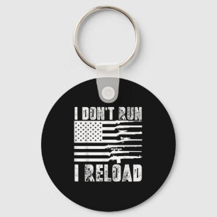 Jag Dont Springa I Reload Pro Guns American Flagga Nyckelring