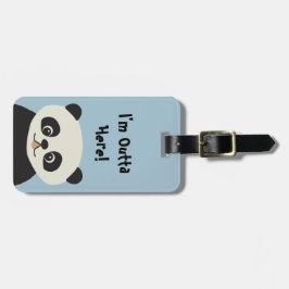 Jag drar härifrån - blå söt, modern panda-tecknad bagagebricka
