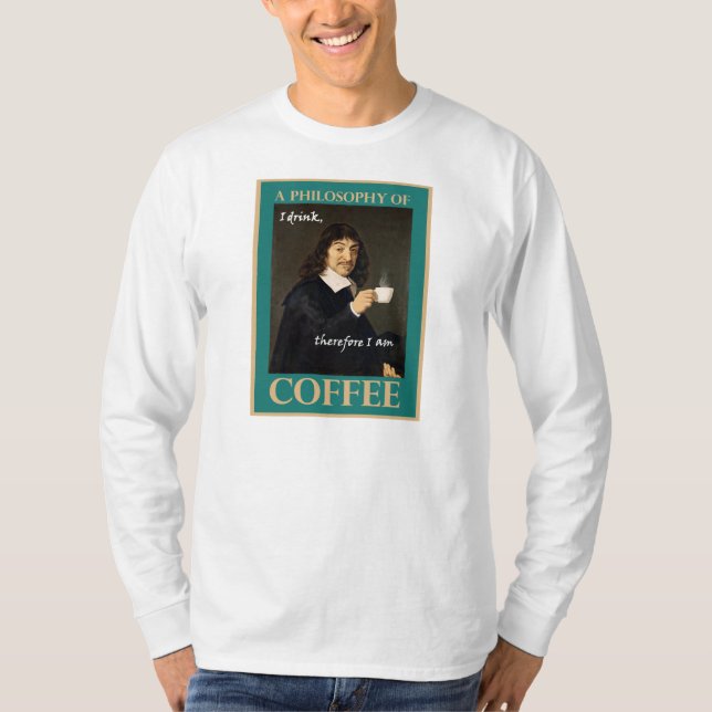 Jag dricker, därför mig förmiddagen t shirt (Framsida)