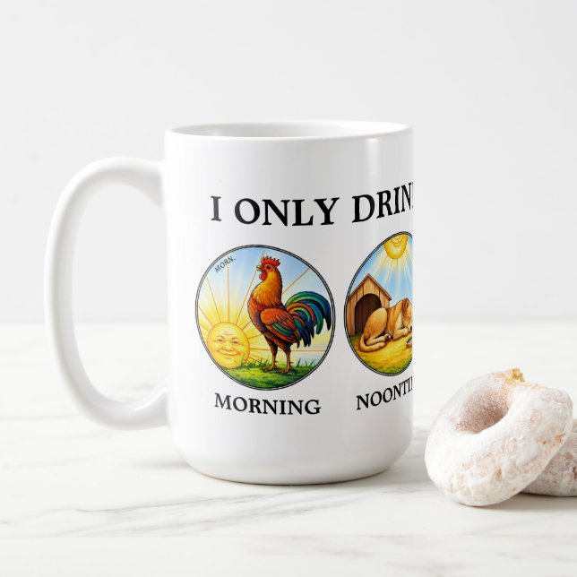 Jag Dricker Endast På Morgonen Middag Kväll & Natt Kaffemugg (Med munk)