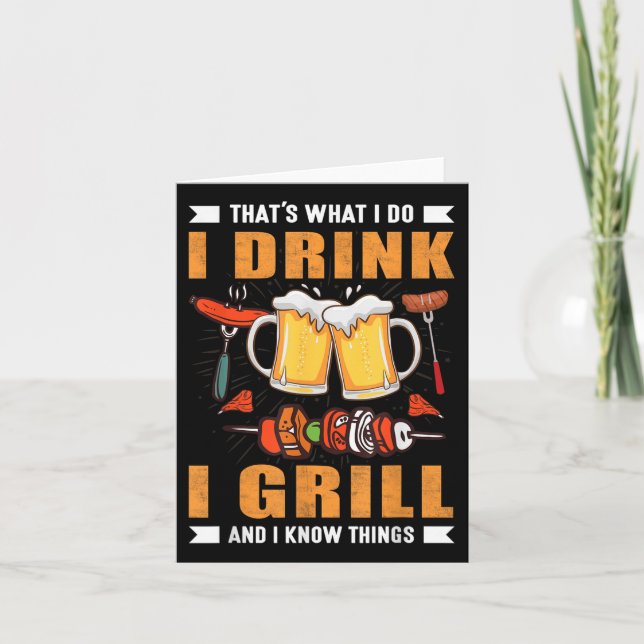 Jag dricker i Grill Funny Bbq Grilling Grillmaster Kort (Framsida)