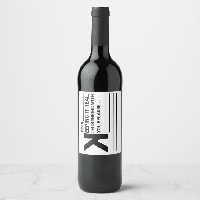 Jag dricker med dig för.. vinflaska etikett (Framsida)