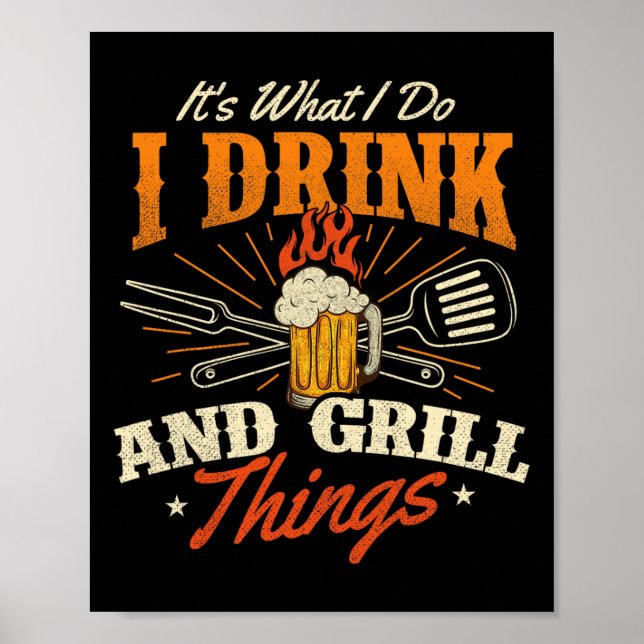 Jag dricker och grill Sak - Bbq Kärlek Poster (Framsidan)