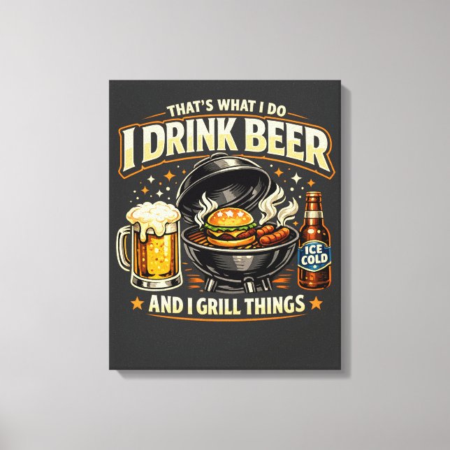 Jag Dricker Öl och Grillar Saker Canvas (Framsida)