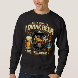 Jag Dricker Öl och Grillar T-Shirt Lång Ärmad Tröja