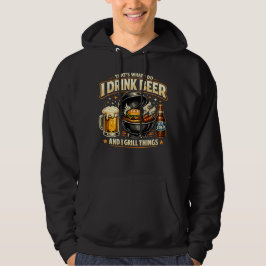 Jag Dricker Öl och Grillar T-Shirt med Hood Hoodie