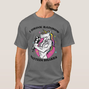 Jag dricker Rainbow Protein Shakes - Gym Unicorn B T Shirt