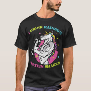 Jag dricker Rainbow Protein Shakes - Gym Unicorn B T Shirt