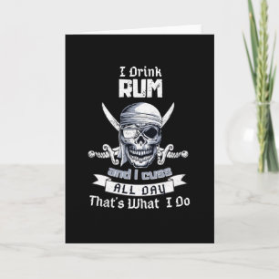 Jag Dricker Rom Pirat Skalle Flagga Jolly Roger Ko Kort