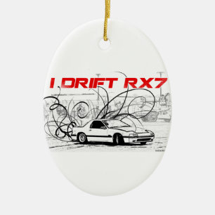 Jag driver RX7 Julgransprydnad Keramik