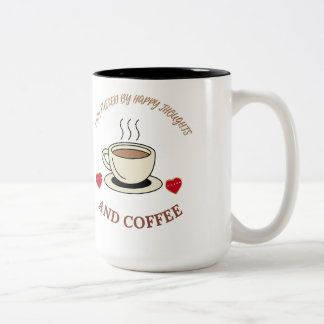 Jag drivs av glada tankar och kaffe-Mugg Två-Tonad Mugg