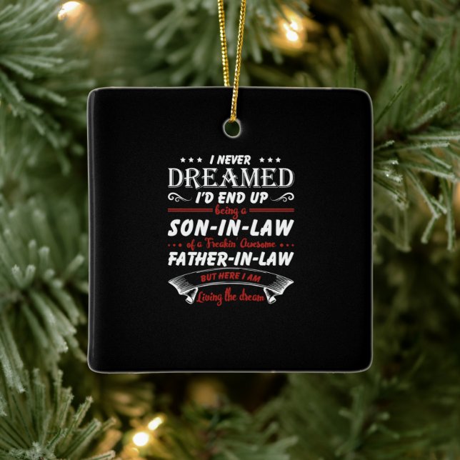 Jag drömde aldrig att jag skulle bli en son.. julgransprydnad keramik (Träd)