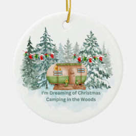 Jag drömmer om att campa i skogen på en  julgransprydnad keramik