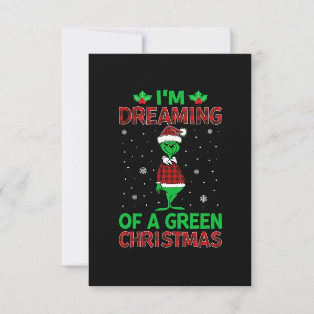 Jag drömmer om en grönt-juldesign inbjudningar (Framsida)