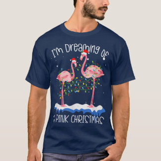 Jag drömmer om en Rosa Jul Flamingo Funny Sa T Shirt