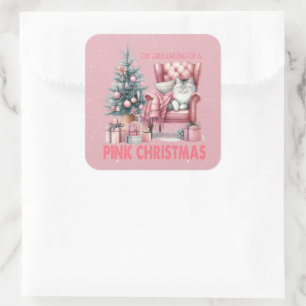 Jag drömmer om en Rosa jul Fyrkantigt Klistermärke