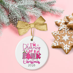 Jag drömmer om en Rosa jul Julgransprydnad Keramik