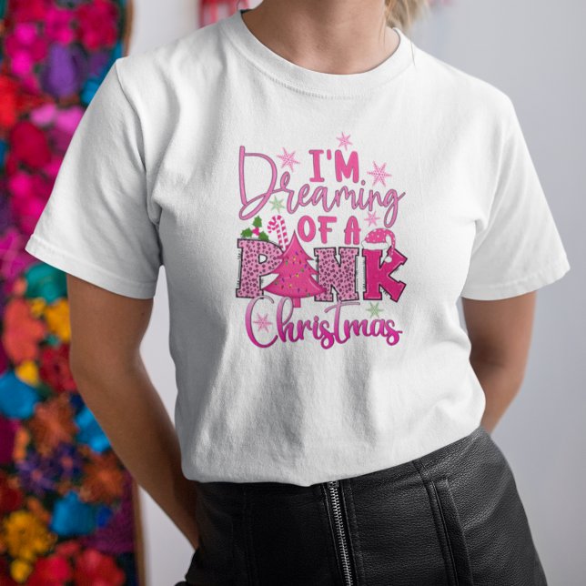 Jag drömmer om en Rosa jul T Shirt (The perfect Christmas t-shirt for those who love pink!)