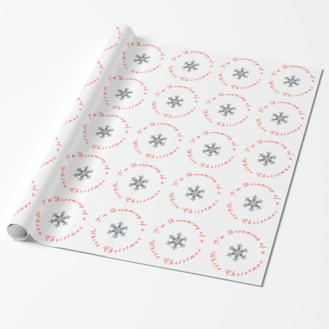 Jag drömmer om en vit jul - Snö flake Presentpapper (Utrullad)