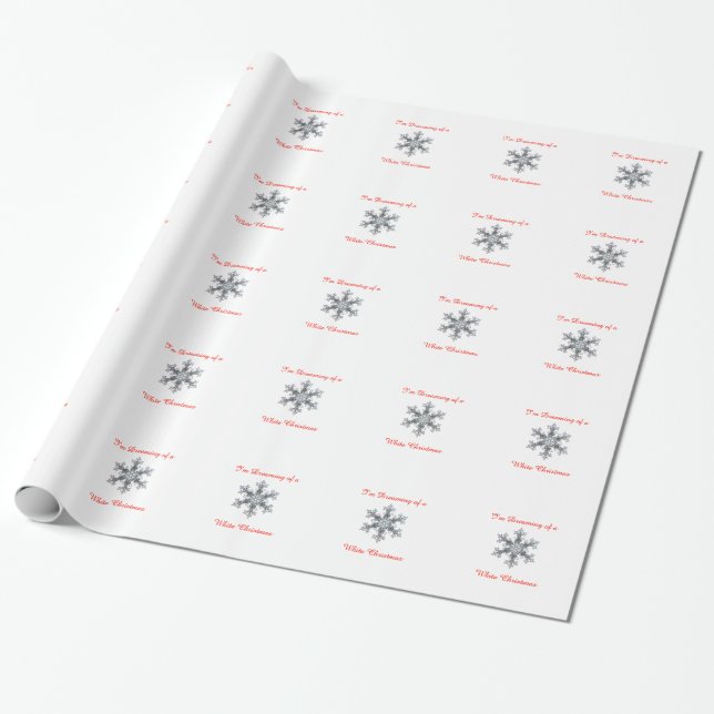 Jag drömmer om en vit jul - Snö flake Presentpapper (Utrullad)