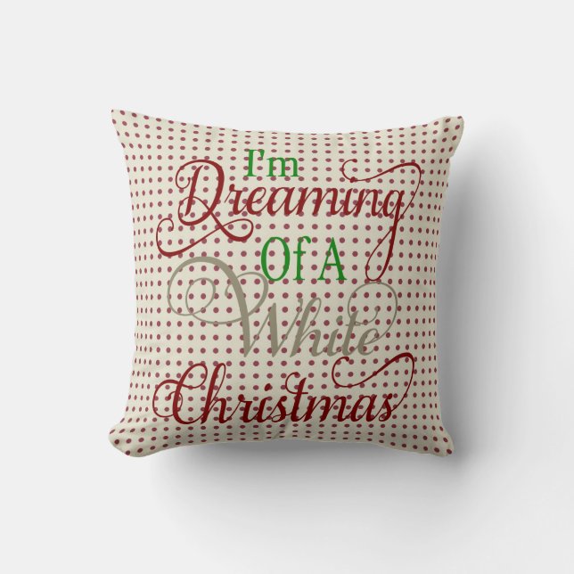Jag drömmer om en vit julpillow Polka Dot Kudde (Framsida)