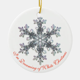 Jag drömmer om en vit julsnowflake julgransprydnad keramik