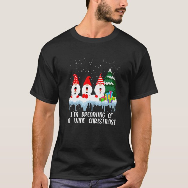 Jag drömmer om ett Vin Jul-drakonformat Wi T Shirt (Framsida)