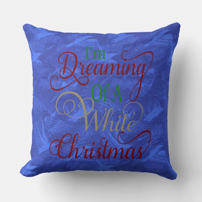 Jag drömmer om Vita Chinan Blue Pillow Kudde (Framsida)
