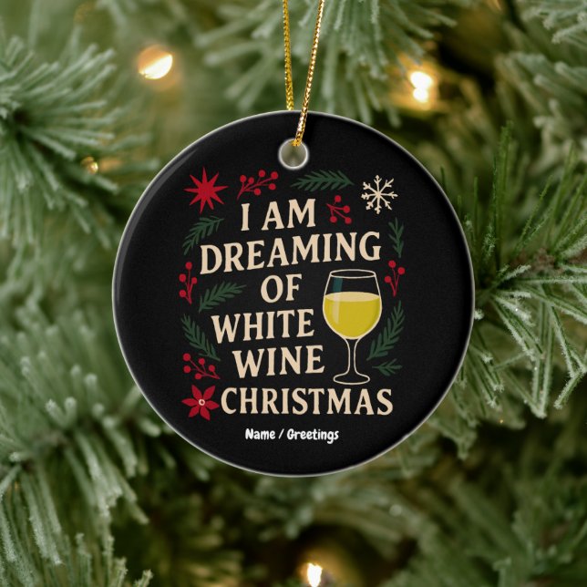 Jag drömmer om Vita julklappen i Vin Julgransprydnad Keramik (Träd)