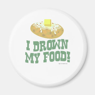 Jag drunknade min Food Roligt Food Tecknad Art Magnet