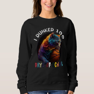Jag Dunkade 100 Skoldagar Katt Basket 100Dagar T Shirt
