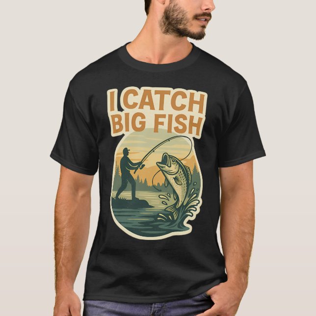 JAG FÅNGAR STOR FISK T SHIRT (Framsida)